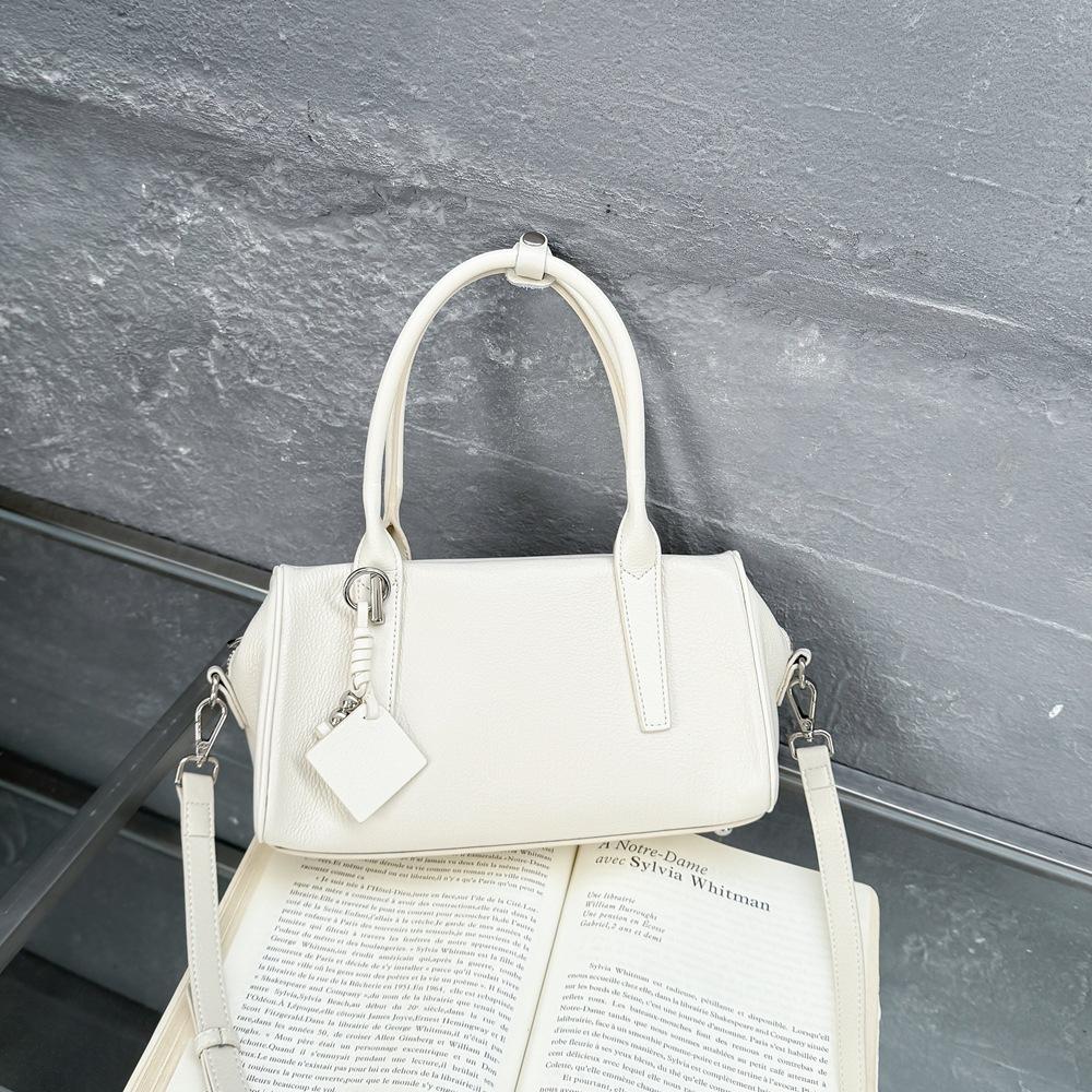 Fashion Retro Shoulder Women'S Bag Genuine Leather Natural Fall Cowhide Boston Bag Commuter Underarm Bag Handbag