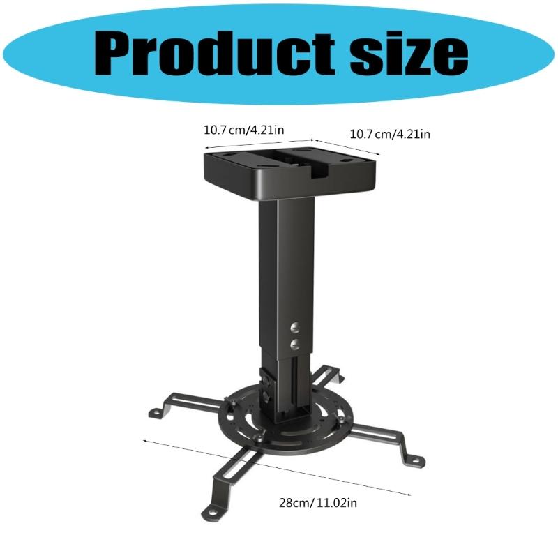 Adjustable Projector Ceiling Mount Universal Fit Extendable Height 25-35cm Metal Material Concealed Screws Design