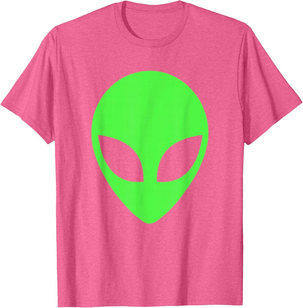 Green Alien Head Graphic Tee Breathable Cotton Casual Trip T-Shirt for Men
