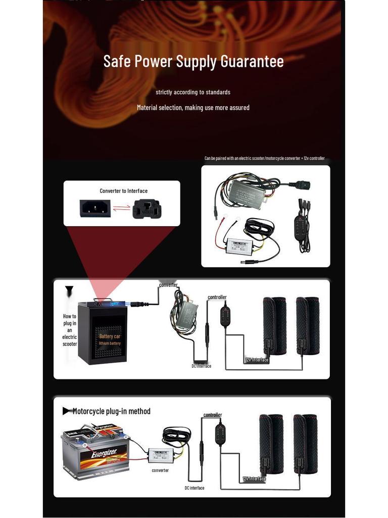 Electric Heated USB Charging Handlebar Covers for Motorcycles and E-Bikes