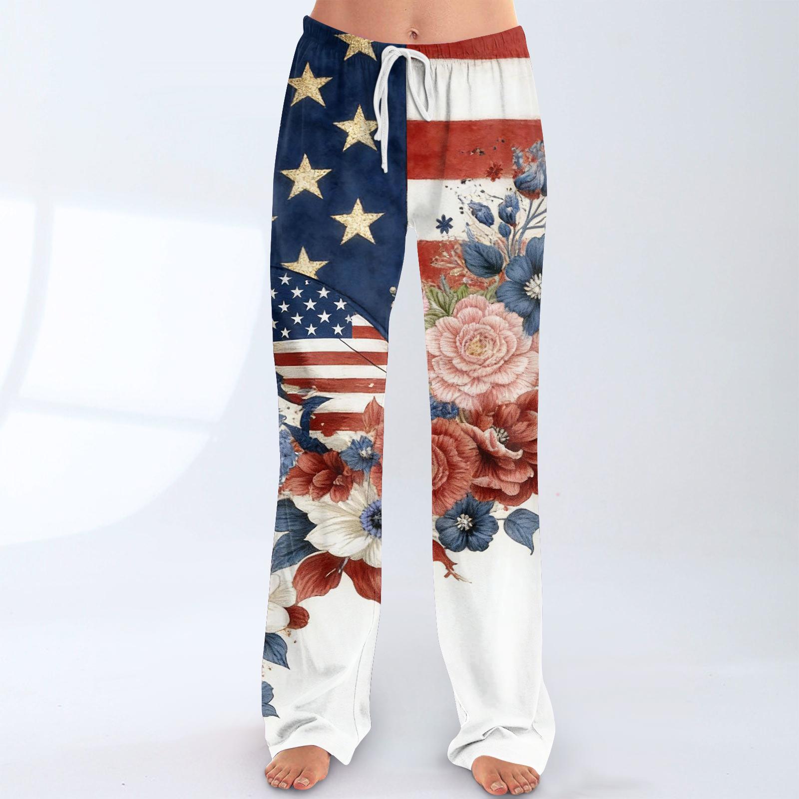 

Women s Fashion Loose-Fit Drawstring Elastic Waist Casual Printed Pants XXL Темно-синій