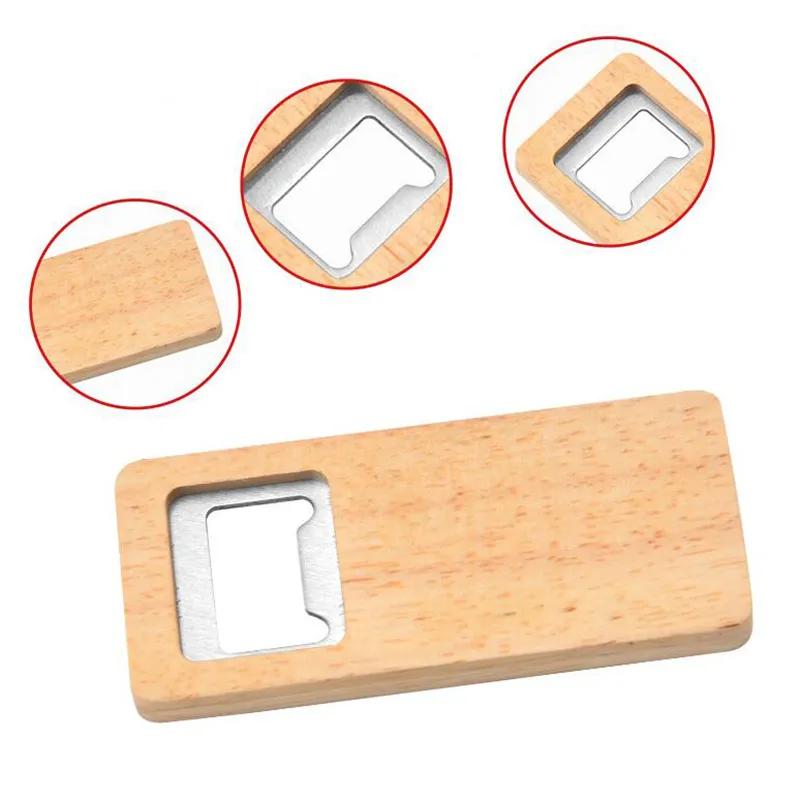 Bottle Wooden Beer Opener Portable Simple Flat Corcrew Bar Household Kitchen Tool CM