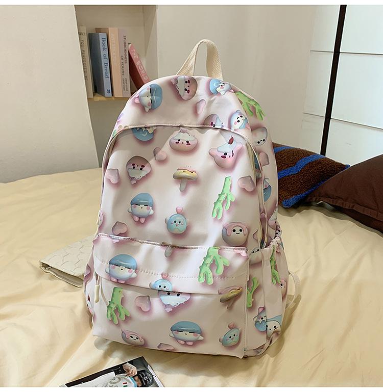 School Bag High Value Printing Cartoon Back Large Capacity Junior High School Students Cute Casual Light Versatile