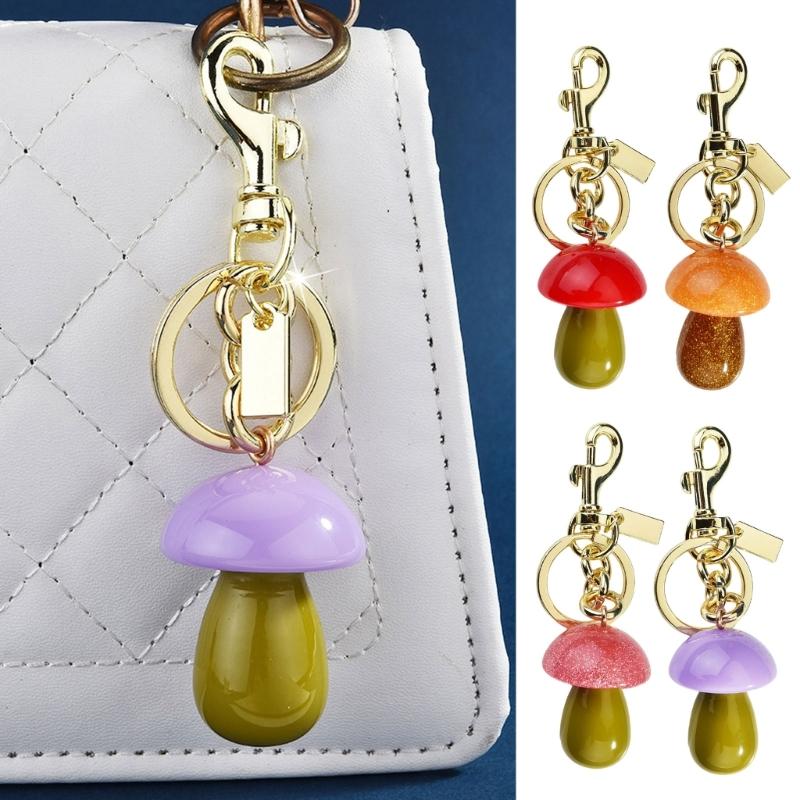 Cartoon Mushroom Keychain Car Key Holder Fashionable Keyring Pendant Bag Decoration for Stylish Women and Students