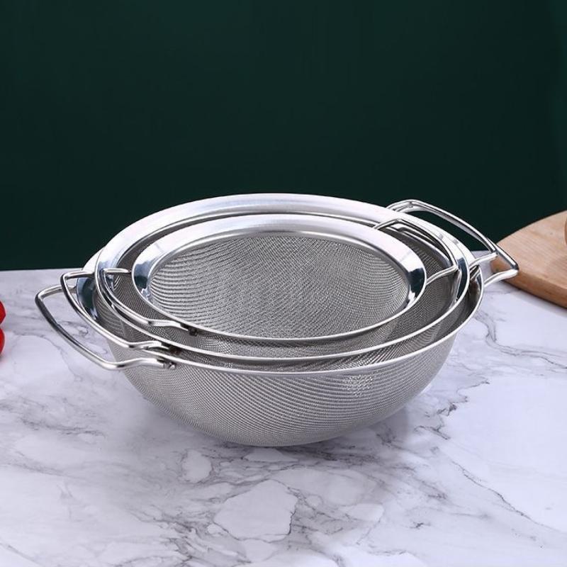 Stainless Steel Strainer Basket Fine Mesh Multi-Size Juice Rice Flour Sieve Large With Double Handles Food Filter Drainer