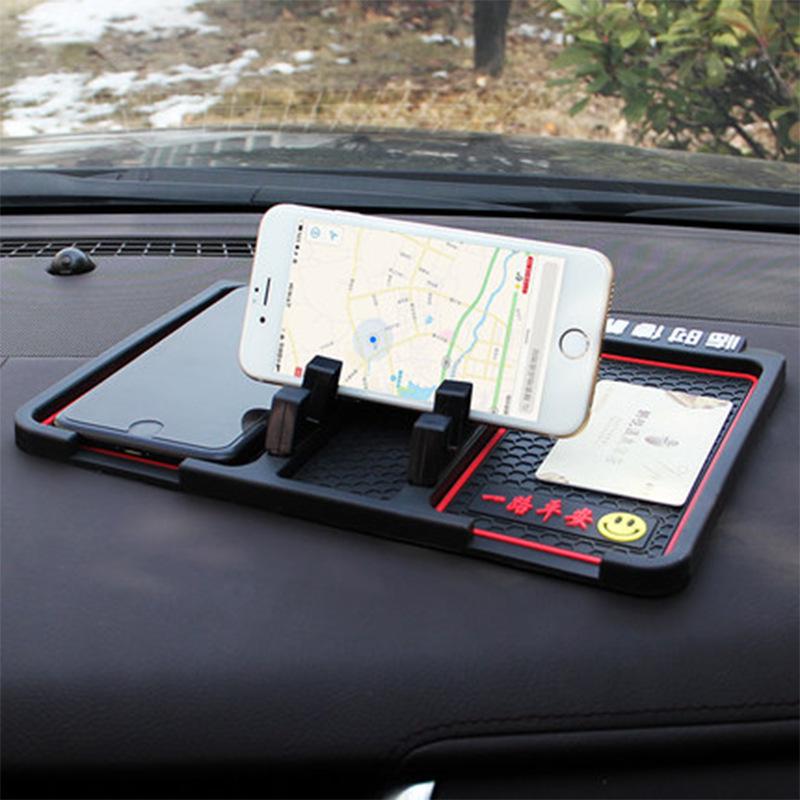 Car Dashboard Non-slip Phone Holder & Parking Sign Storage Pad