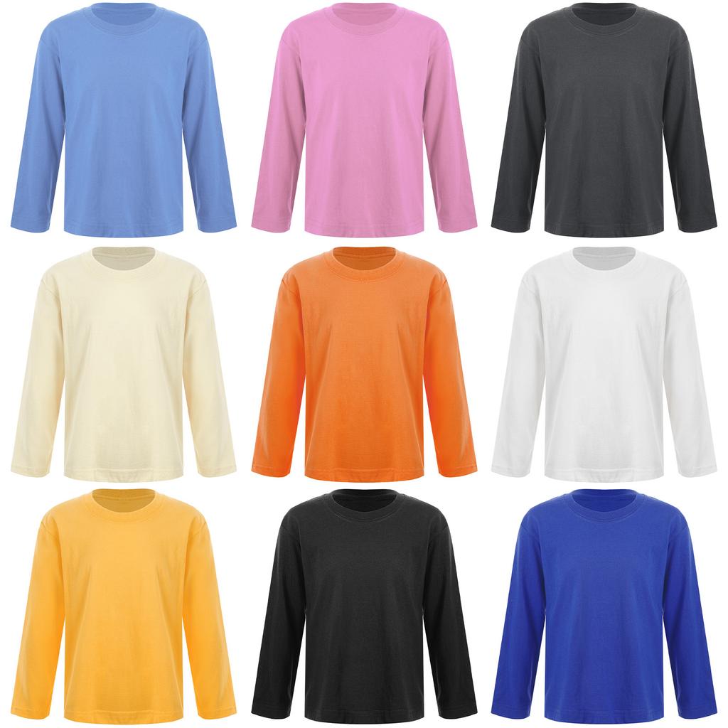 Jenter Gutter Langermet T-skjorte Ensfarget Genser Undertrøye Høst Vintergenser Normal Passform Tunika Bluse Topp