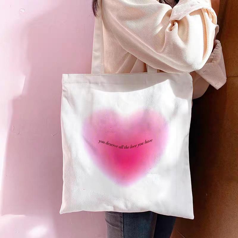 

Женская сумка через плечо, милая корейская сумка Ulzzang Harajuku, сумка для покупок, сумка для девочек, холщовая сумка, большая вместительная повседневная сумка-шоппер 31*36cm