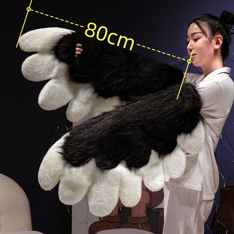 Non-Toxic Creative Cute Cat Claw Glove Plush Toy Fursuit Shoes Wings Cosplay Props White Black Grey Plushies Creative Animal Accessories