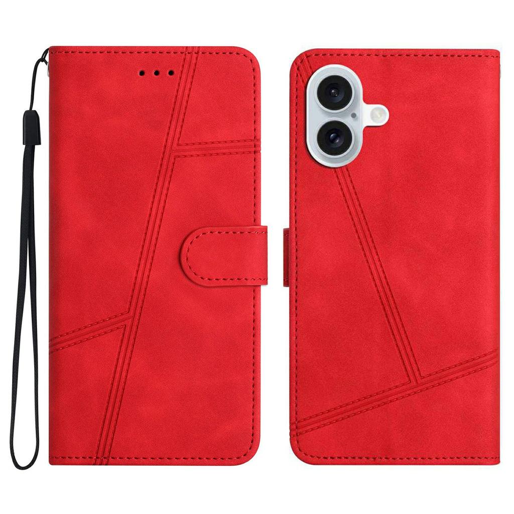 Für iPhone 17 Hülle Flip Leder Retro Handyhülle Linien eingeprägt