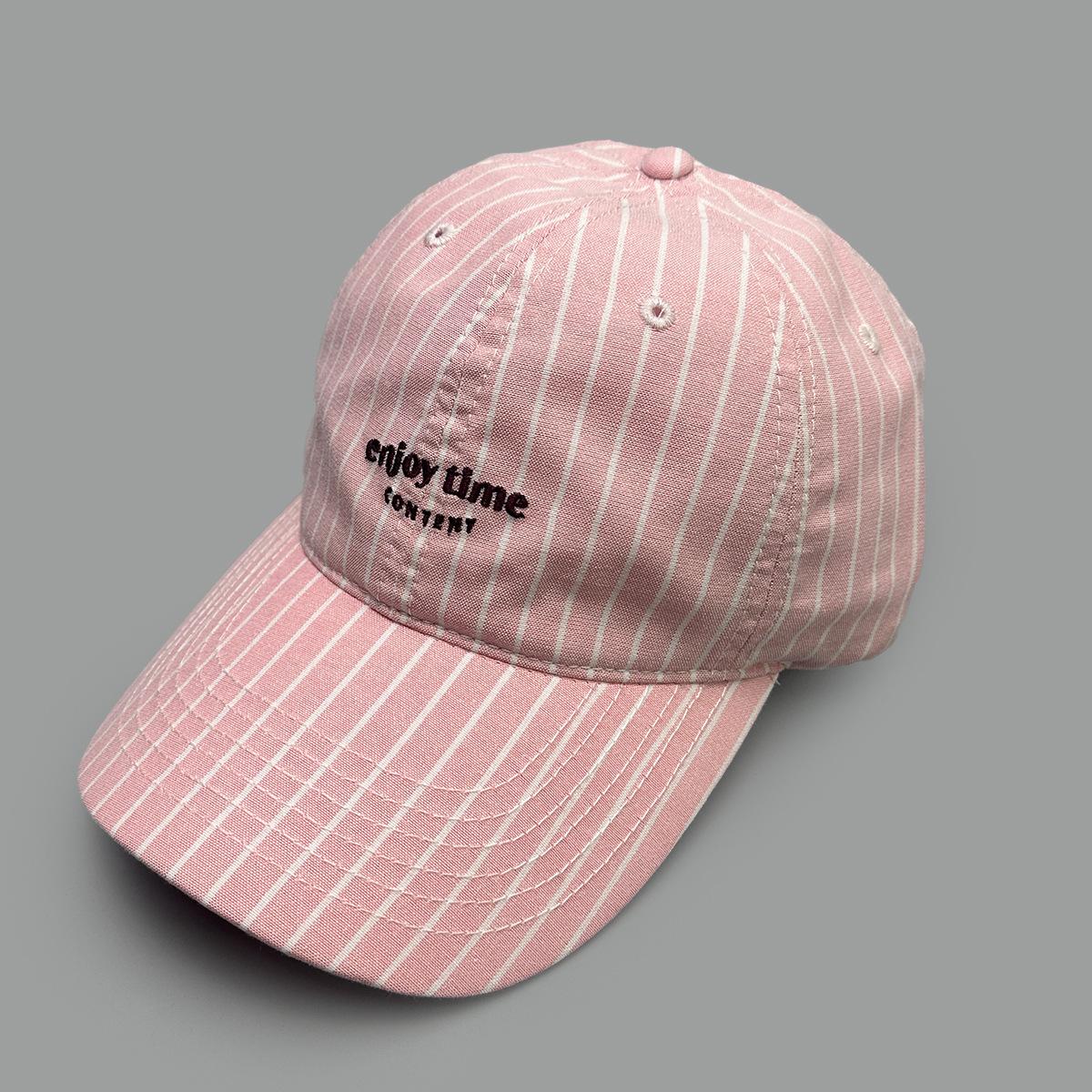 Spring And Summer Small Fresh Striped Letter Embroidered Baseball Cap Men S And Women S Sunshade Simple Travel Cap 56-60cm розовый