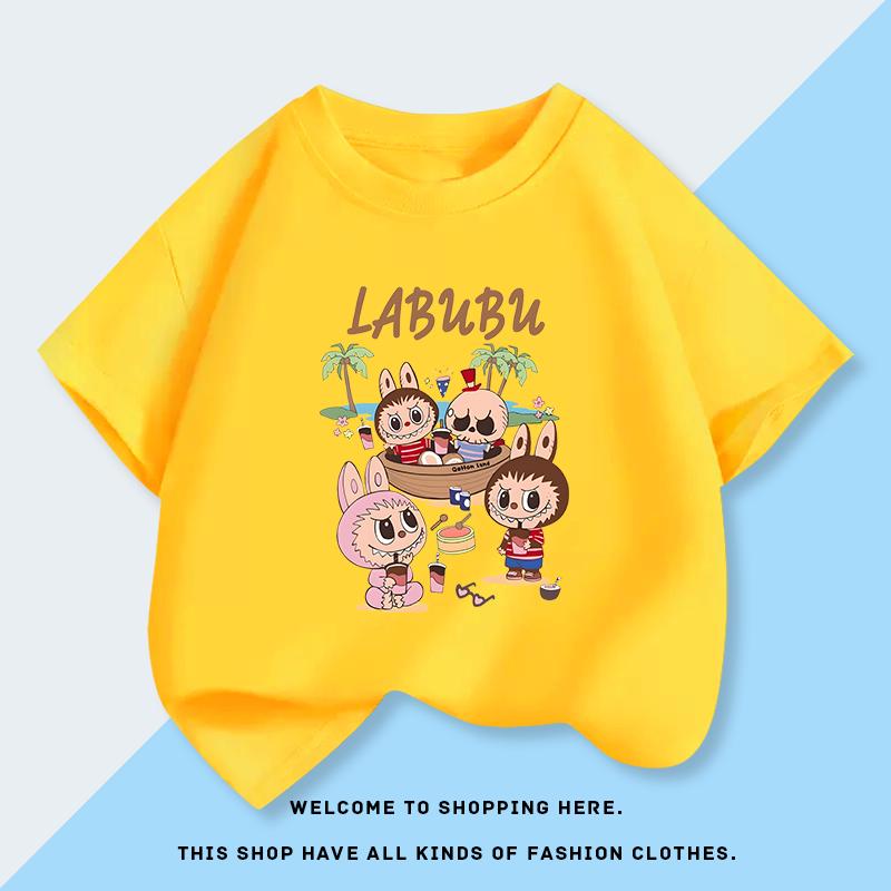 Monster Short-sleeved T-shirts for Boys and Girls, Pure Cotton, New and Cute Summer Outfits for Children of All Ages