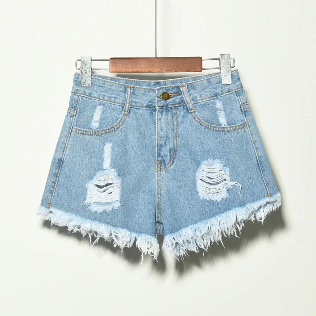Women's Light Denim Wide-Leg Shorts - European & American Style