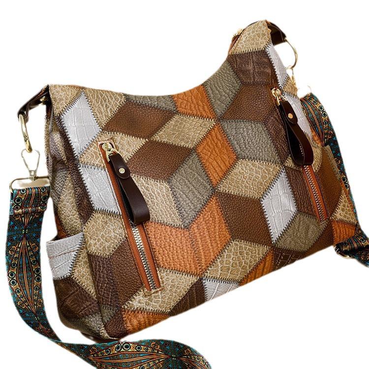 Retro Einseitige Umhänge-Mummy-Tasche - 2024 Neuer Farbblock Große Kapazität Damen-Tragetasche