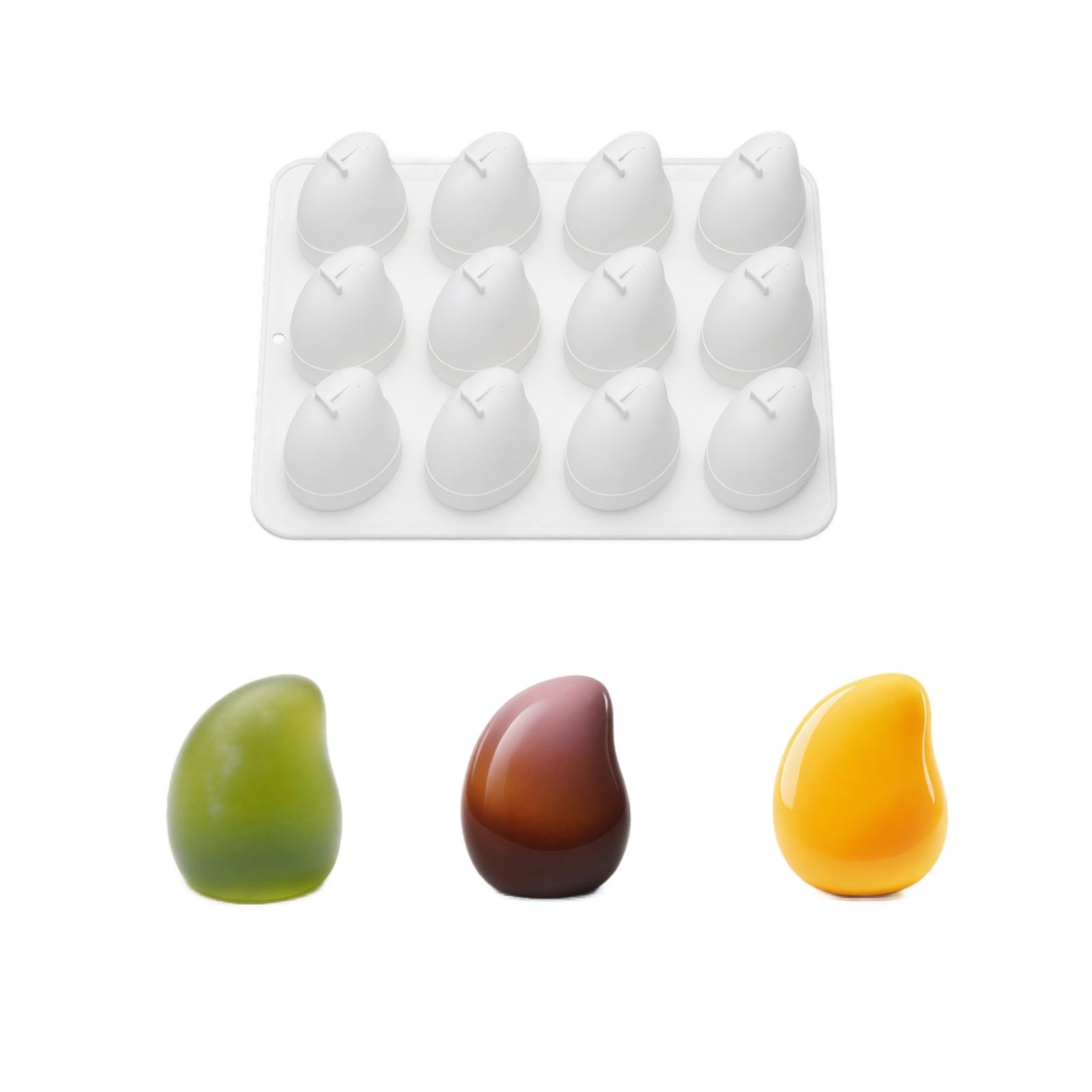 12 Cavity Mango Shape Silicone Mold Food Grade Flexible French Pudding Fruit Cake Mold for Easy Release and Durable Use one size белый