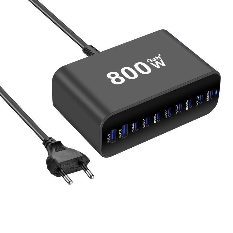 New Gallium Nitride 800W Multi-port PD Desktop Charger with AU Plug Adapter