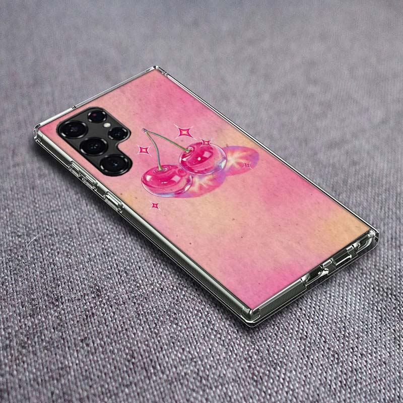 

Cherry Bow Phone Case For Samsung Galaxy S24 S23 S21 S20 FE S22 S26 Ultra S25 Edge S10 Plus Cover Clear TPU Capa Shell Coque Sho Samsung S23 Plus