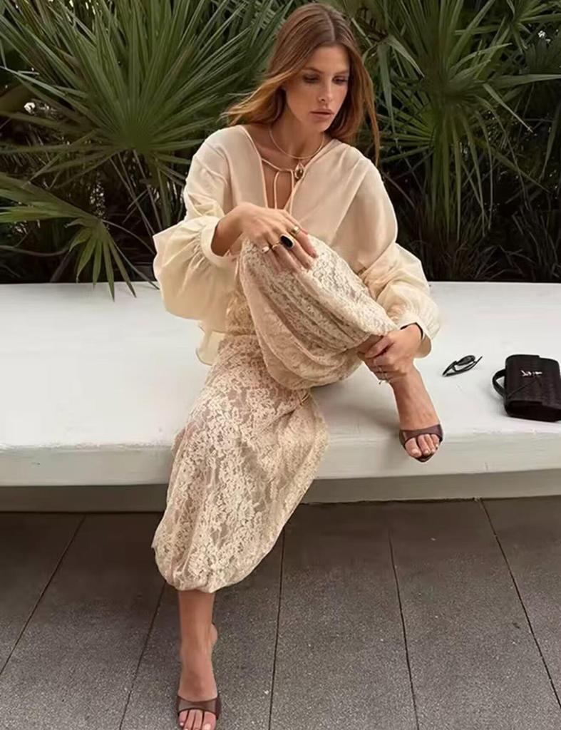 Women's Lace Elastic Waist Loose Long Pants - INS Hot Style 2026 Fashion