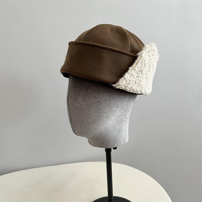 

Шляпы-котелки мужские и женские модные осенне-зимние теплые многофункциональные северные имитация снега утолщенные с защитой ушей шляпа помещика M（56-58cm）