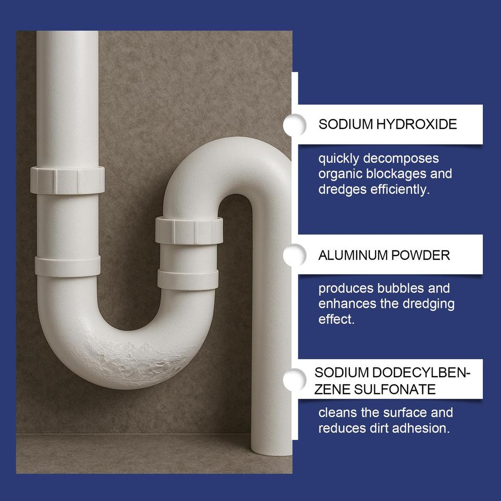 300g Kraftfullt Avloppsrengöringspulver Snabbtverkande Rörrensare Tar bort Hår Fett Matavfall för Köksho Badrumsdusch Toa