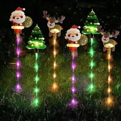 6pcs/lot Solar Acrylic Lights Garden Christmas Tree Snowmen Stake Lawn LED Lights Outdoor Waterproof Walkway Holiday Decor