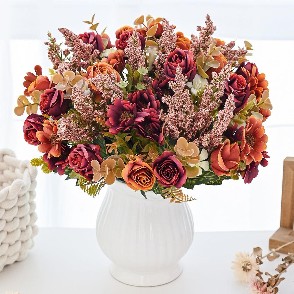 Artificial Flowers Rose High Quality Wedding Wreath Home Room Table Valentine's Outdoor Garden Decora Bridal Bouquet Diy Gifts