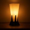 Black Wood & Off-White Fabric Pyramid Table Lamp – 36cm (14") | E27 Holder, No Bulb Included | Minimalist Accent Light for Bedroom,