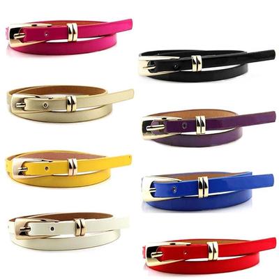 Mode Multicolore Cuir Dame Boucle de Ceinture Décoration Ceinture Étroite Skinny Mince Taille