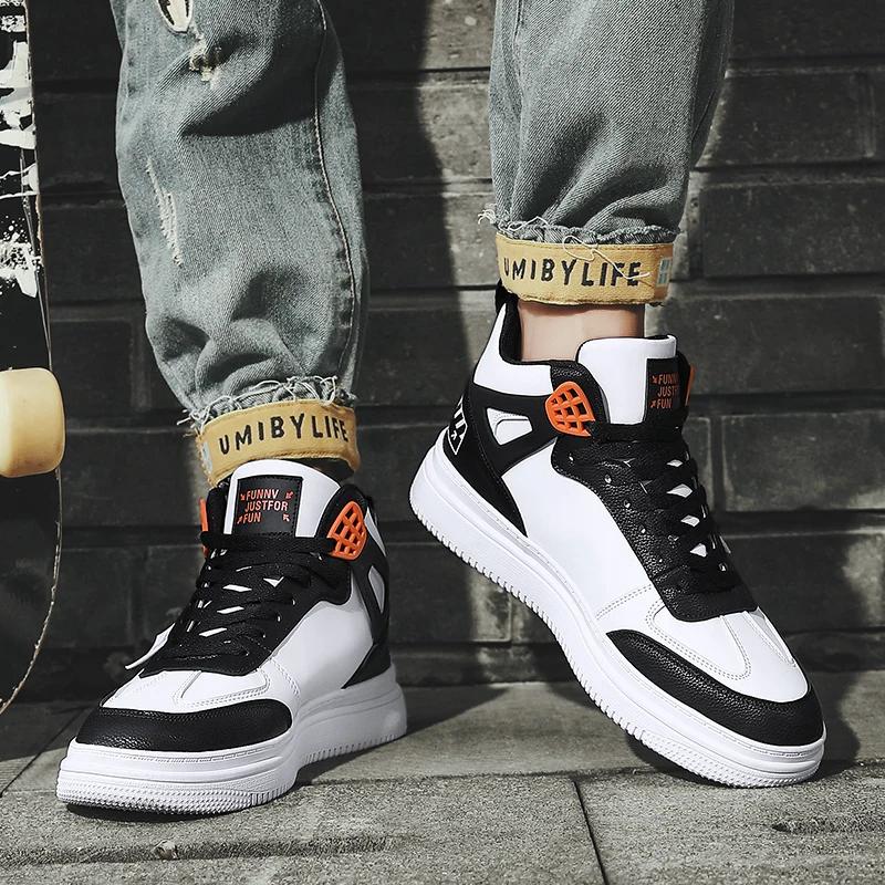 Mládežnické Bílé Dámské Pánské Tenisky Trend Vysoké Kotníkové Platformové Boty Muži 2024 Jaro Designové Vulkanizované Boty Plus Sametové Tenisky