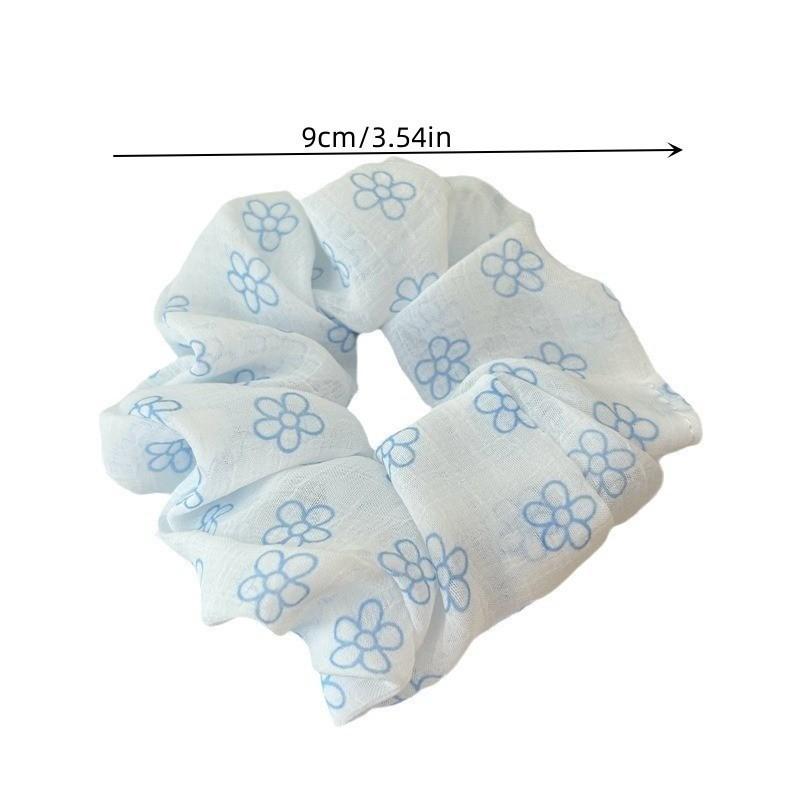 Fresh Blue White Polka Dot Hair Tie Women Cute High Elastic Hair Ring Fashion Hair Accessories