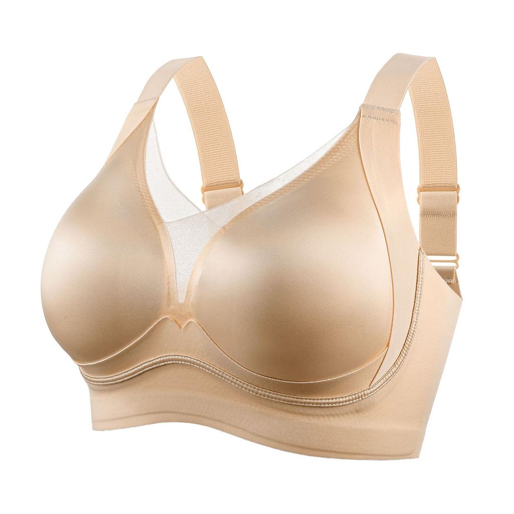 Seamless bra for women, autumn/winter, small bust gathering, jelly strip soft support, wireless wireless side bust control bra, anti-sagging bra