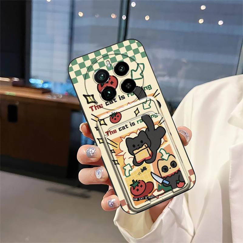 Stoßfeste Vollschutz-Handyhülle für Realme GT5 Pro TPU-Rückseite Niedliches Modedesign Kartenfach Schmutzabweisend Cartoon
