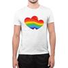 Pride T-Shirt with Rainbow Heart Print LGBTQ Personalised Tee