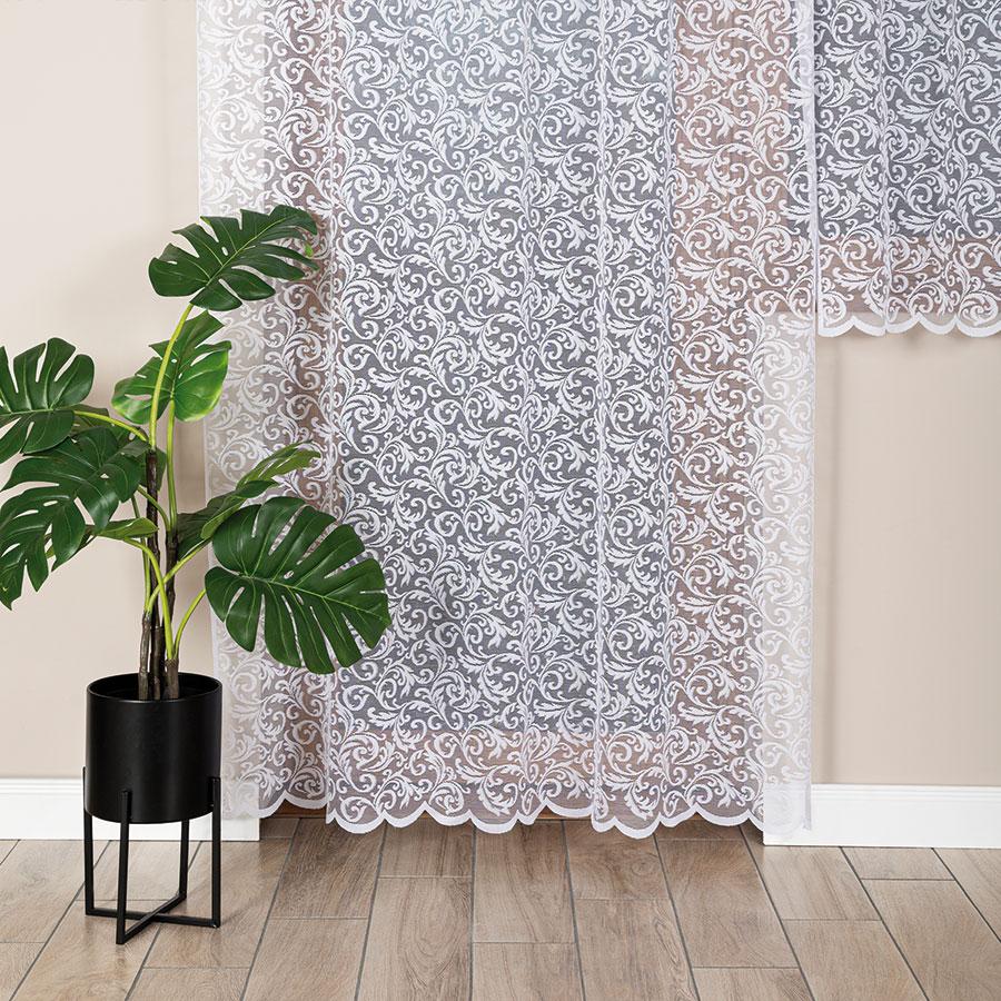 KATARZYNA - Ready-made jacquard curtain with a straight hem - 140x230 cm - white