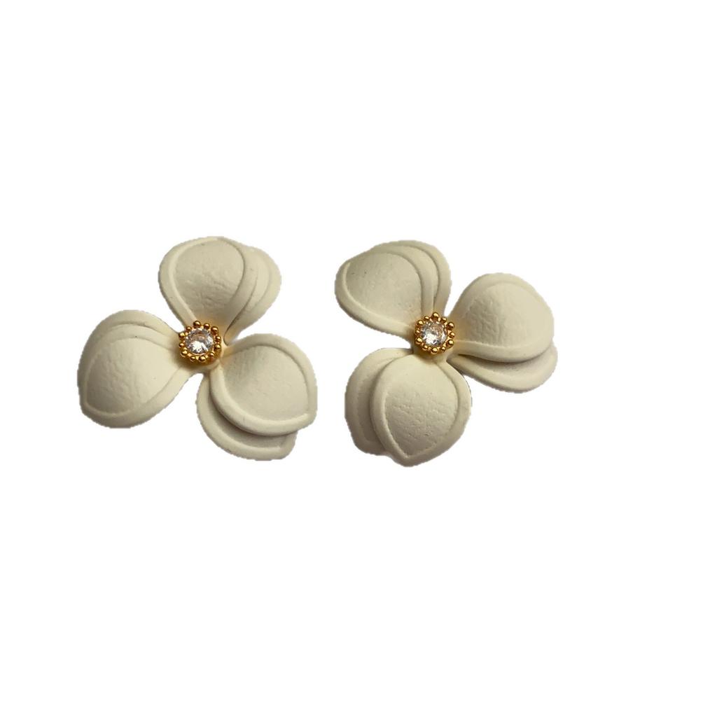 Sweet Zircon Double Flower Stud Earrings, Simple Earrings, High-grade Fresh, Soft and Elegant