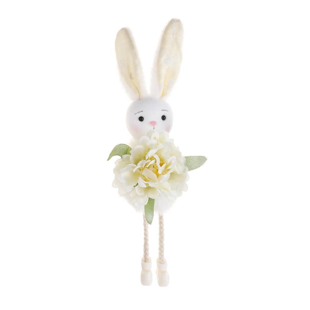 New Flower Fairy Bunny Rabbit Dolls Hanging Ornaments Pink White Yellow Green Kids Girls Gifts Easter Home Decor