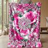 Pink Hibiscus Hearts Pattern Theme blanket Lightweight Warm Flannel Blanket Decorative Throw Blanket for Home Decoration