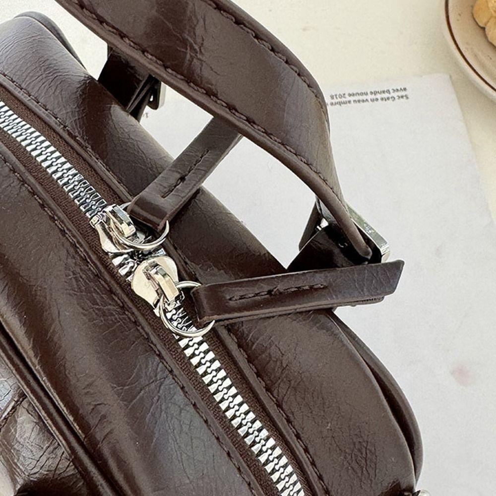Shoulder Bag Retro Handbag PU Leather Boston Bag Elegant PU Bowling Bag  Girls/Female