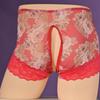 Women Men'S Sissy Hollow Out Crotch Briefs See Through Crossdress Lingerie Girlie Panties Floral Seamless High Waist Underwear