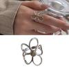 Opening Finger Rings Adjustable Finger Rings Hollow Flower Open Rings Finger Jewelry Copper Texture for Fashion Lover