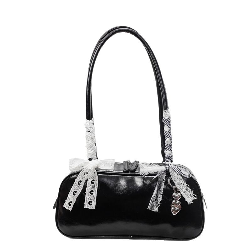 Premium texture French niche trend bow silk scarf underarm bag women's versatile simple foreign style baguette shoulder bag