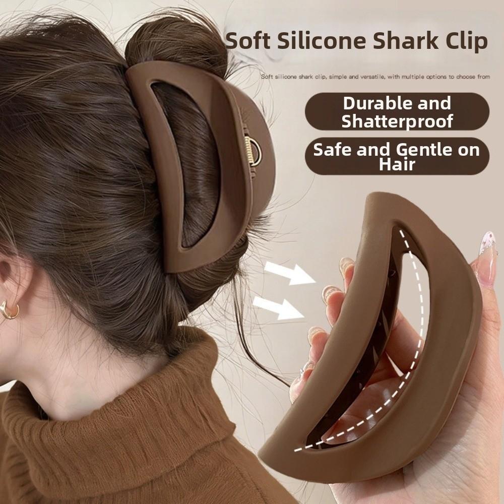 Soft Silicone Hair Claw Strong Grip Large Shark Clip Fashion Hair Barrettes  Hair Accessories