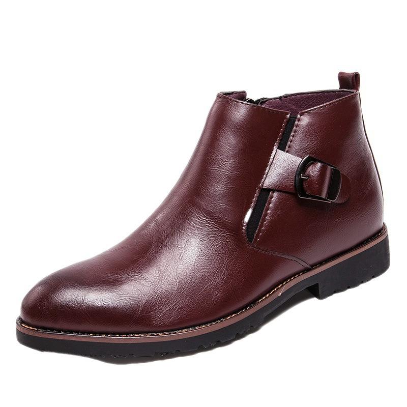 Men's shoes large size leather shoes spring and summer high-top Martin boots fashion British style personalized dress leather shoes men