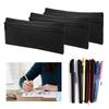 3Pcs Front Zipper Pencil Cases MultiFunction Bag Large Capacity Neoprene Portable Stationery Storage(Black )