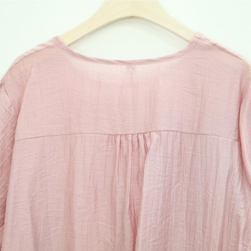 Shiz Madam Summer Watercolor Garden Double Tencel Blouse T57541
