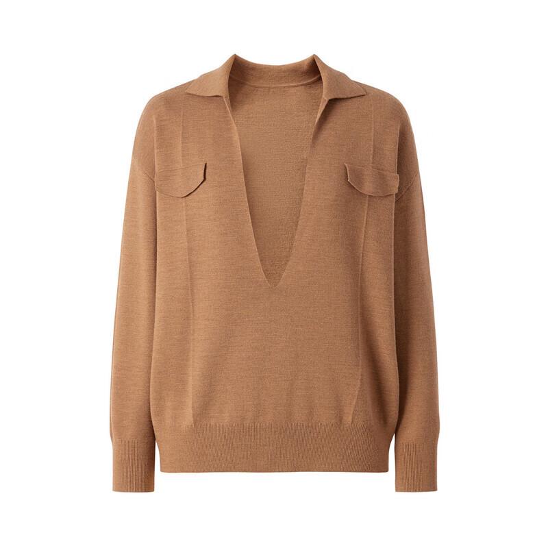 JUZI Annakao Women's Lapel Long-Sleeve Pullover Sweater