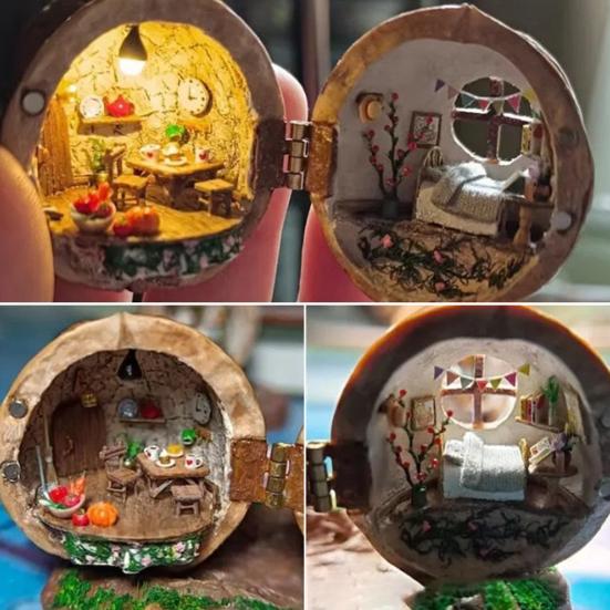 

Yousheng Miniature World, фигурка из скорлупы грецкого ореха, крошечный микропейзаж из ореховой смолы, скульптура для домашнего офиса, книжной полки, украшения для рабочего стола G