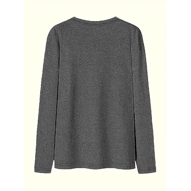 Women's Letter Print Long Sleeve English letter print, round neck, casual style, loose fit, autumn and winter T Shirt Fashionable vintage-style tops