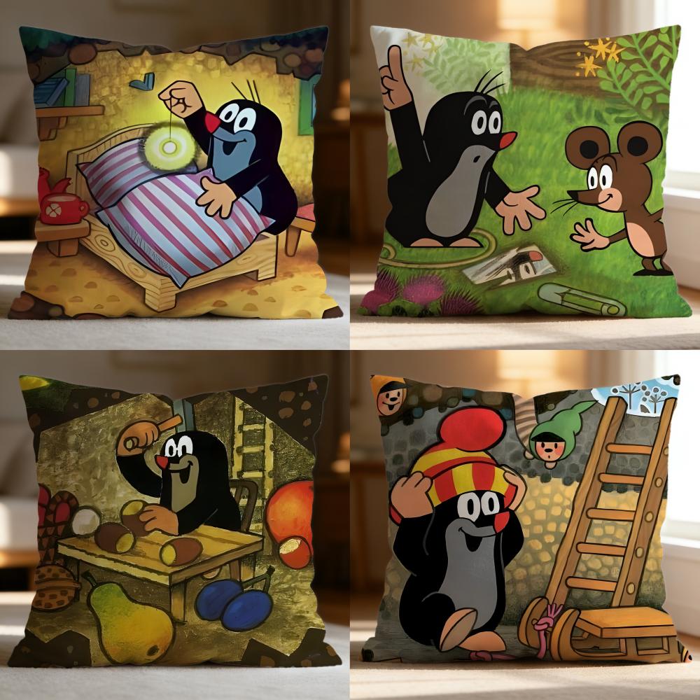 Jessica Chen Unisex Fashion T-Tthe Little Mole Cushion Cover Soft Washable Pillow Case Multi-Scene For Couch Bed Travel Office Use