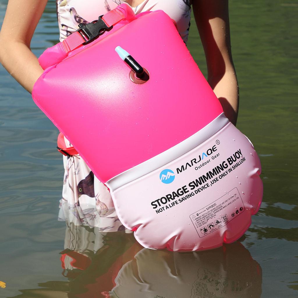 Inflatable Swim Buoy Safety Float Tow with Dry Bag for Open Water Swimmers